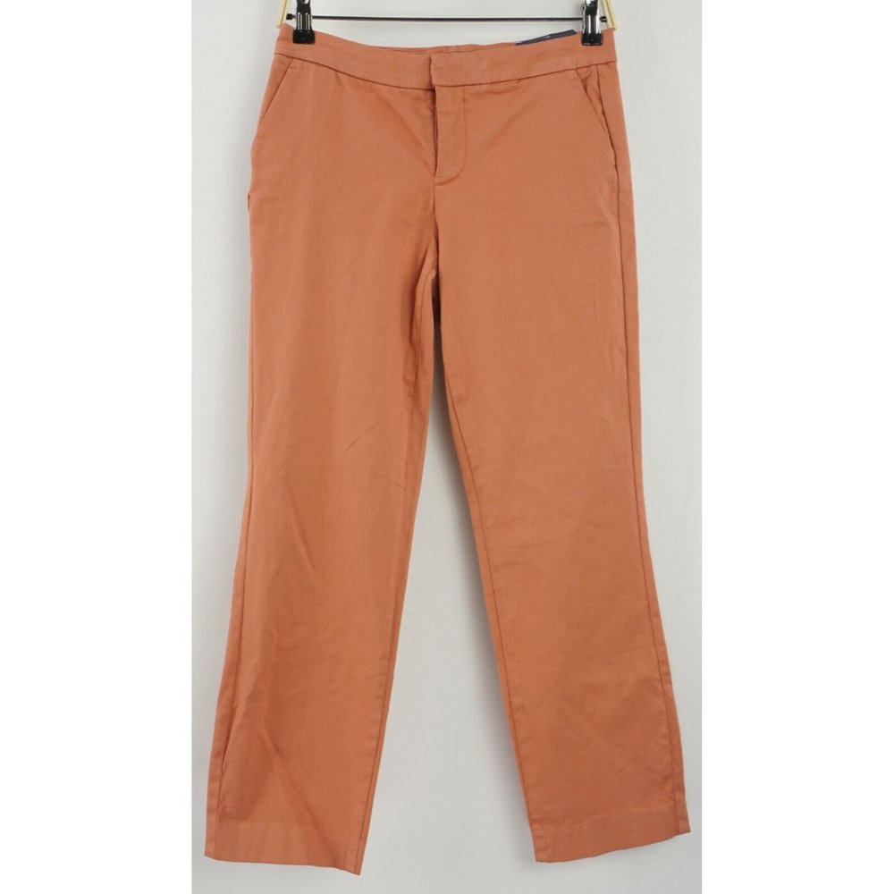 New 192$ NYDJ Everyday Trouser Women's Size 0 Orange Sateen Denim Ankle Pants